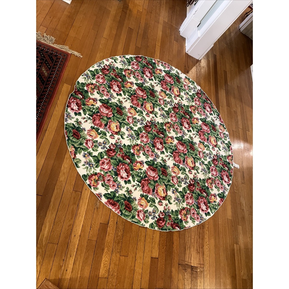 Longaberger Sentimental Rose Table Round 67" Tablecloth Cabbage Rose Cottage